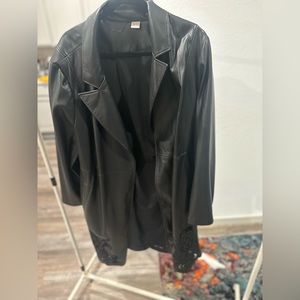 13- Black vegan leather coat